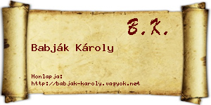 Babják Károly névjegykártya